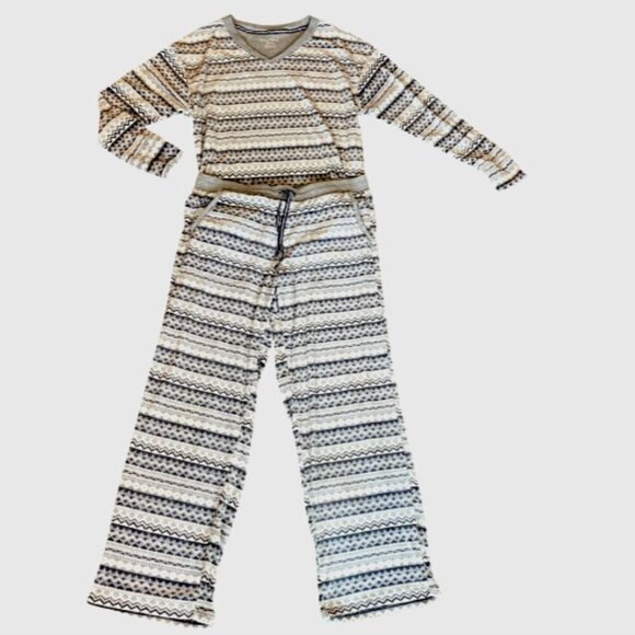 Nautica Ladies 2-piece Soft Fleece Pajamas Set, Gray Fair-Isle XS #340M - Picture 6 of 8